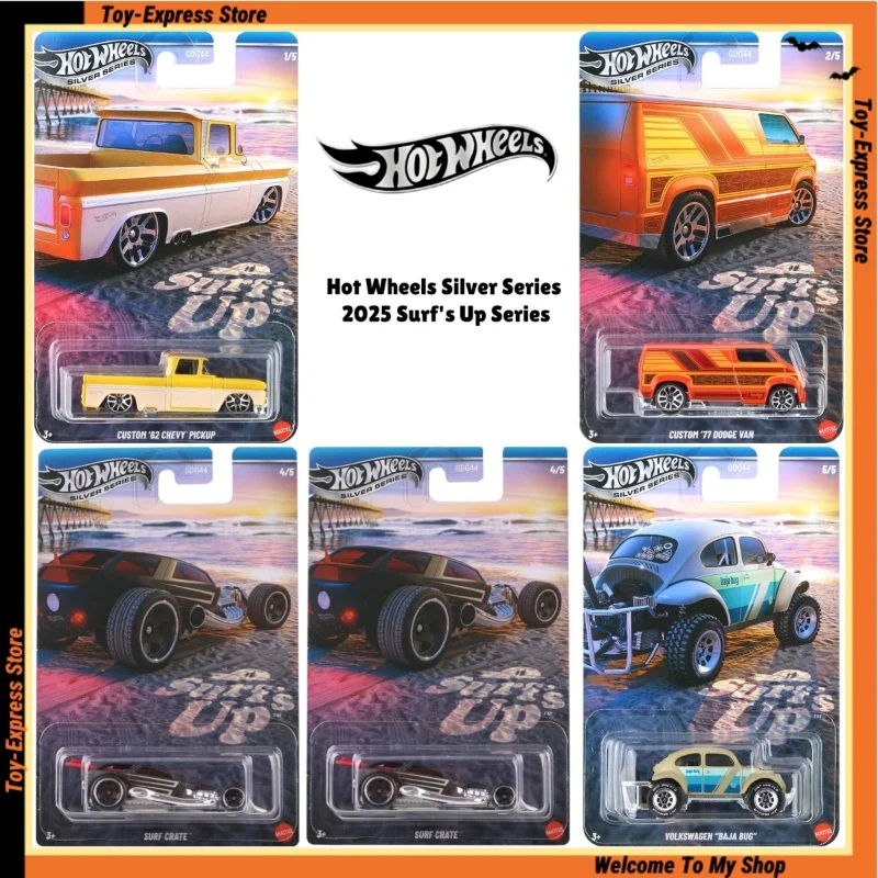 

Hot Wheels Silver Series 2025 Surf's Up Series Hotwheels 1/64 Car Model Chevy Pickup Dodge Volkswagen Collectible Boy Kids Toys