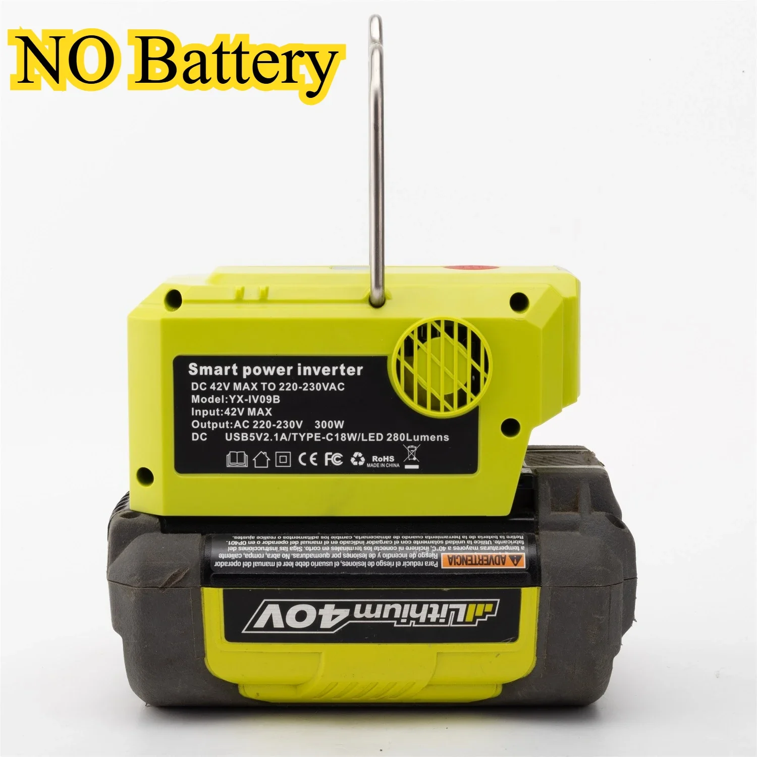 110V-120V/220-230V For Ryobi 40V Li-ion Battery Power Inverter Socket Adapter Portable Power Supply Compact Power Inverter
