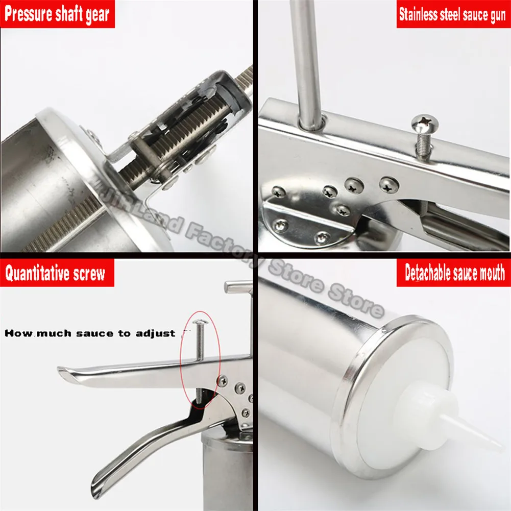 XEOLEO Burger Sauce Gun Salad Dressing Gun Dispenser  Burger Jam Gun Stainless Steel Filling Machine Burger Shop Equipmen