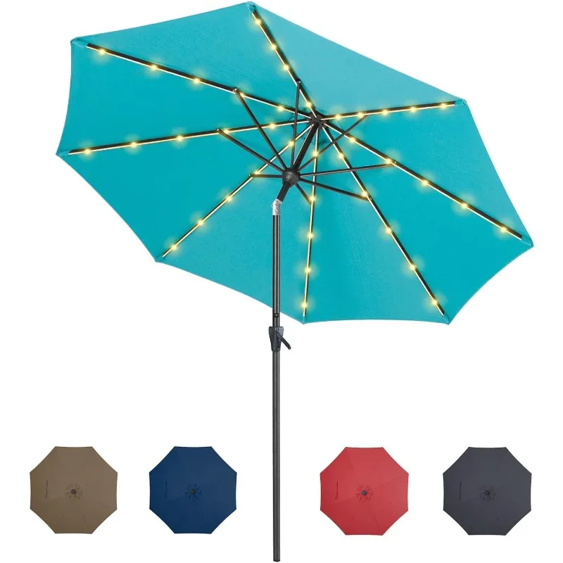 

Patio LED Umbrella with light | Solar Powered Outdoor Umbrella | Market Table Parasol with Push Button Tilt and Crank