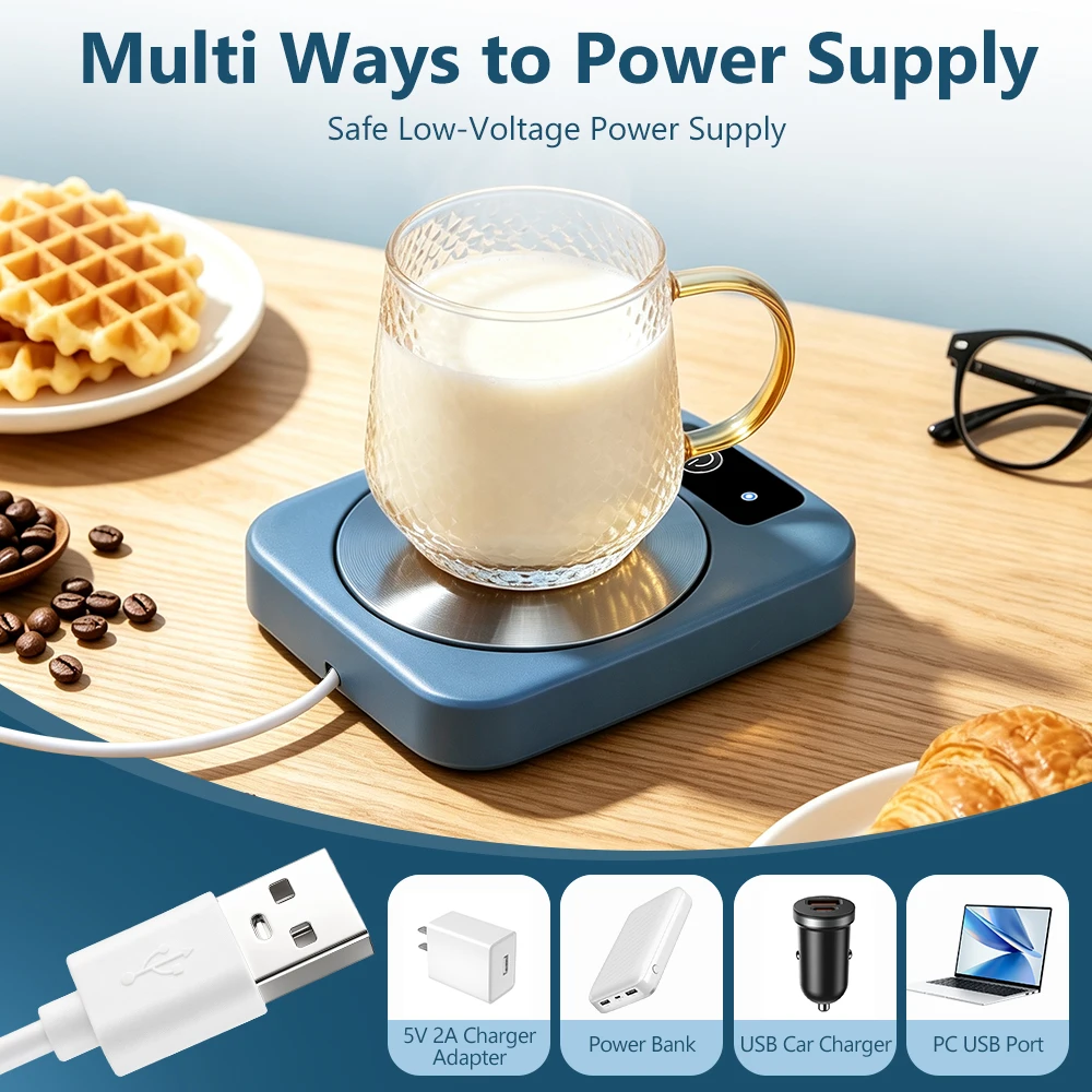 Mug Warmer USB Coffee Mug Warmer 45°C Smart Cup Warmer Coaster Constant Temperature Beverage Warmer for Tea Milk Office image 2