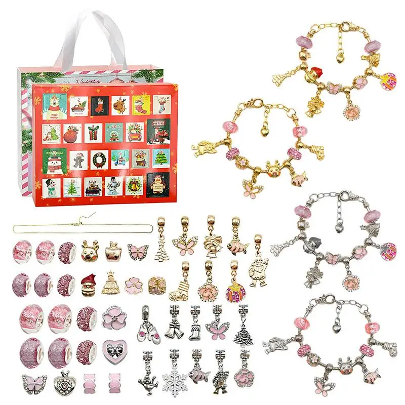 24 Days Jewelry Charm Bracelets Making Set Christmas Advent Calender Gift Box 2024 Christmas Countdown Jewelry Crafting Kit