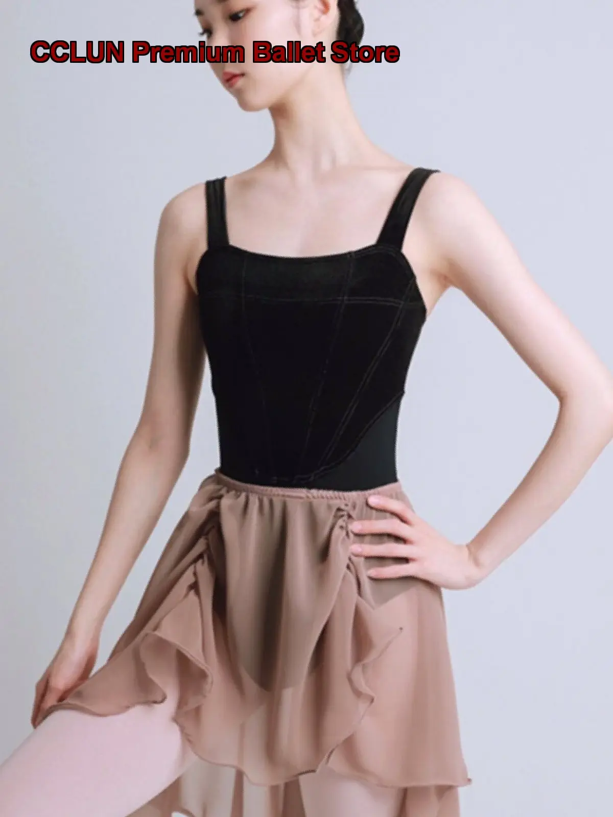 Adult Women's Petal Design Dance Tutu Art Exam Body Suit Basic Training Practice Leotard