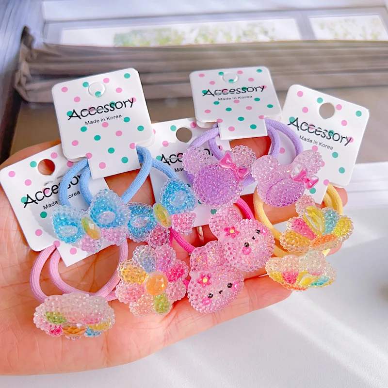 

2PCS New Sparkling Butterfly Crown Girls Lovely Elastic Hair Bands Hair Accessories Children Hair Ties Baby Headwear