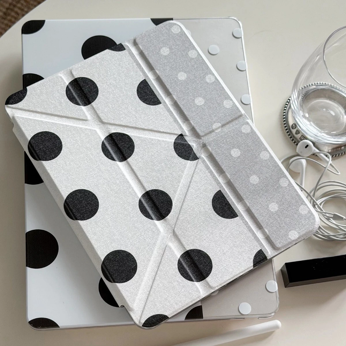 KPolka Dots New Tablet Case For iPad Pro 11 12.9in 13 15 M4 9.7 10.2 5/6th 7/8/9 10 11th MINI 6 7 Air 5 6 7 Trifold Case
