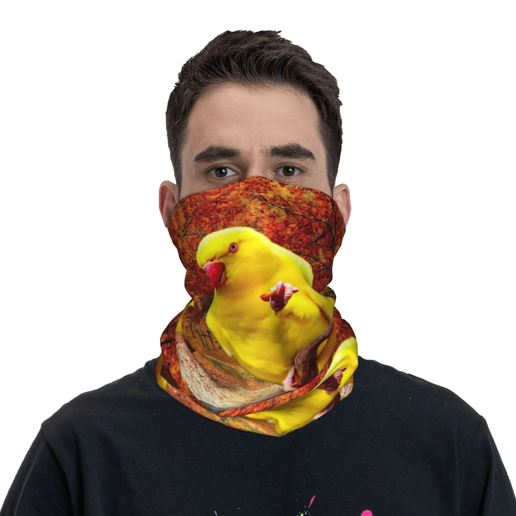 Pañuelo para el cuello con estampado de loros y periquitos amarillos, mascarilla, bufanda, pasamontañas, transpirable, unisex, para adultos, para montar