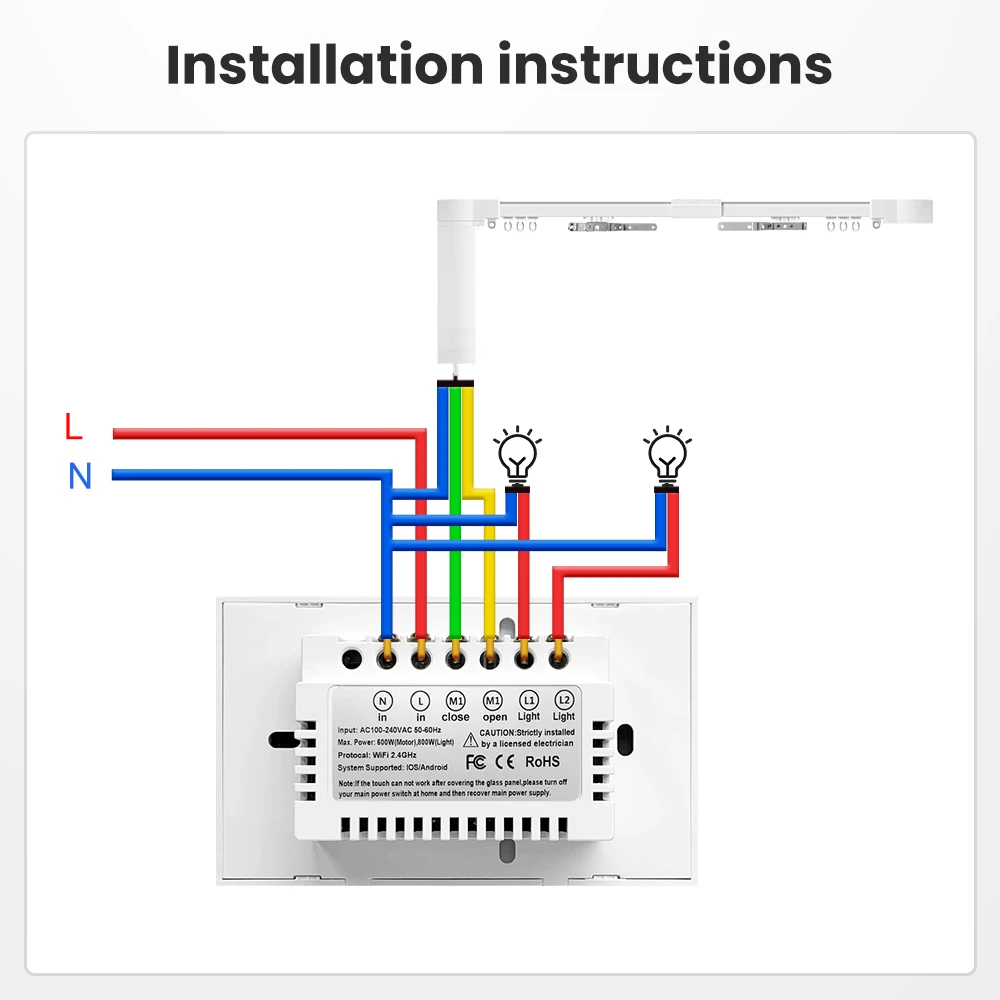 AVATTO-Tuya WiFi Smart Motor Rideau Light Switch, Volet Roulant Électrique Hurisé Stores nous-mêmes avec Alexa,Google Home