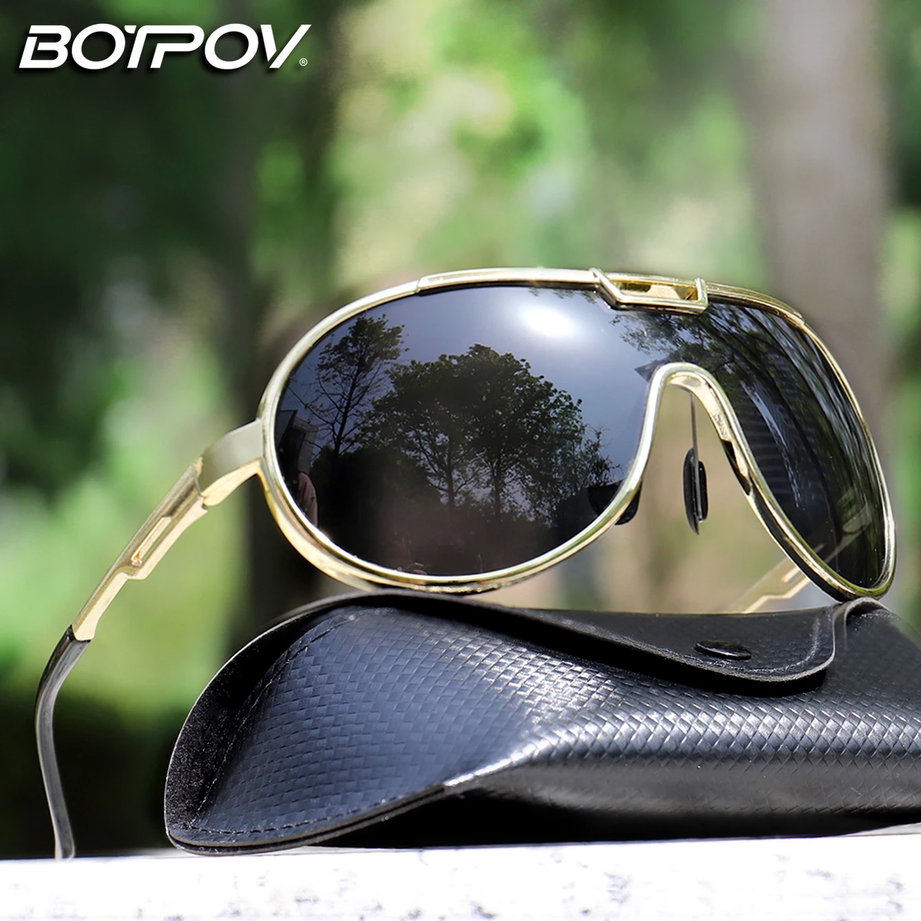 Angel-Sonnenbrille, PC-Rahmen, für Herren und Damen, trendige runde, winddichte Sonnenbrille mit UV-Schutz, Radfahren, Fahren, Reisen, mit Box