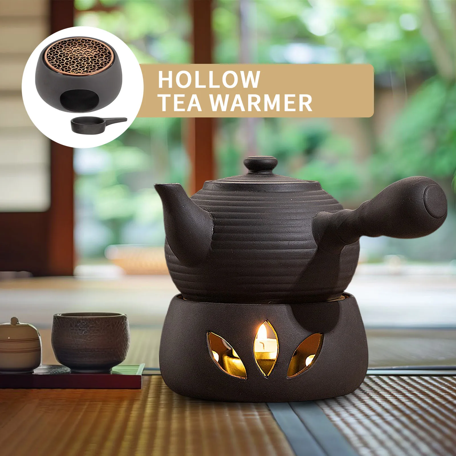 

Керамический подогреватель для чайника, основание для подогрева кофе с подносом для чайной свечи, подогреватель для чая, держатель для стекла/фораля/металлического чайника