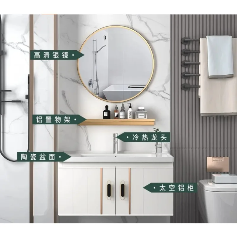 خزانة حمام Rock Slab مع مجموعة من تزيين الحمام الحديثة لحوض الغسيل المتكامل