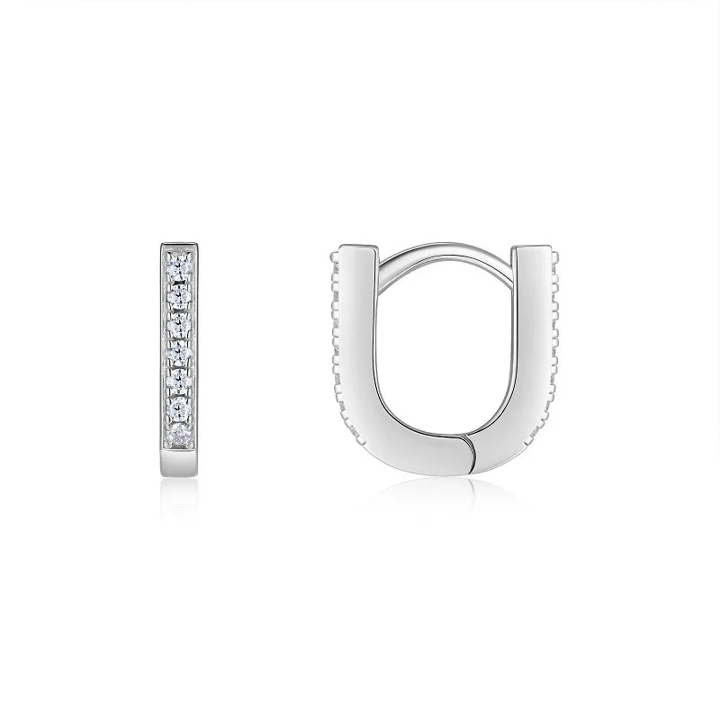 

ZFSILVER Fashion Classic s925 Silver Color D Moissanite Design Shape U Earrings For Charm Women Accessories Jewelry Gifts E15511