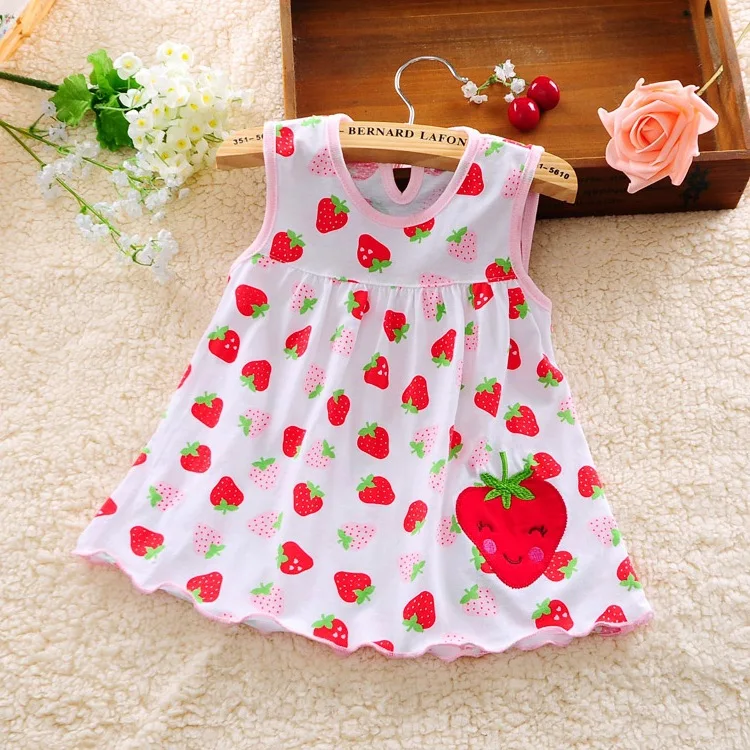 ZOETOPKID Baby Girl Dresses Girls Infant Cotton Sleeveless Jumper Skirt Summer Baby Dress Printed and Embroidery Clothes