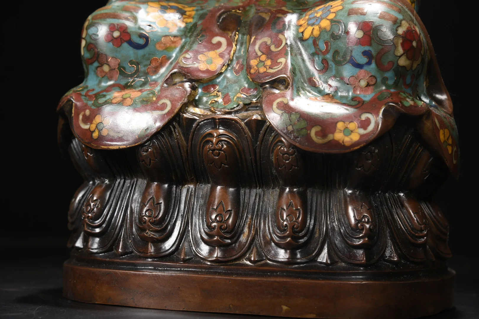 15 Old Bronze Cloisonne Enamel Flower Texture Lord Laozi Laozi Immortal Sitting Buddha Buddha Terrace Amass wealth Ornaments