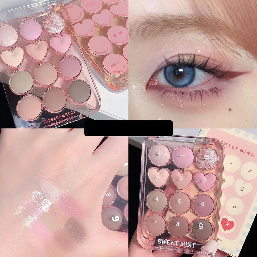 Palette de 12 fards à barrage nacrés, maquillage charmant, pigments cosmétiques pour les yeux, rose, amour, brillant, T6Y7