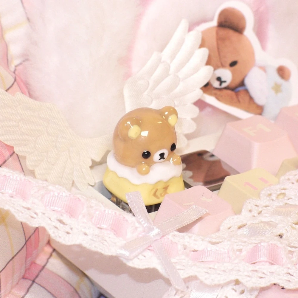 Kawaii Rilakkuma Keycaps Relax Bear Artisan Anime Keycap for Mechanical Keyboards Ultimate Desk Setup Essential Gift for Girl view 6
