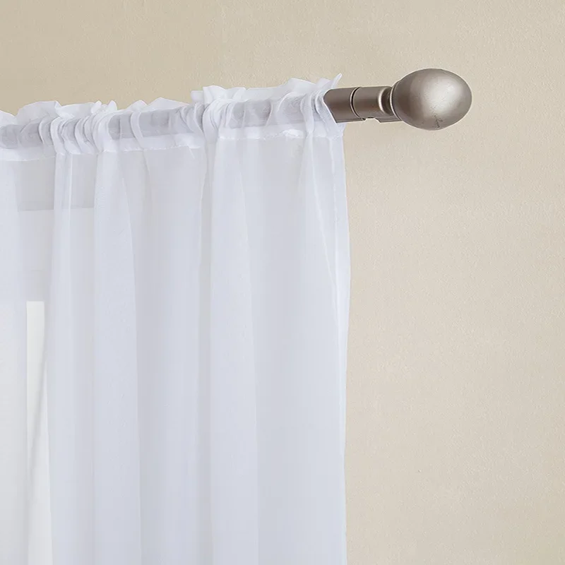 Mordern Simple Sheer Window Curtains Tulle Modern Voile Curtain Window Drapes Solid White Curtain for Kitchen Living Room