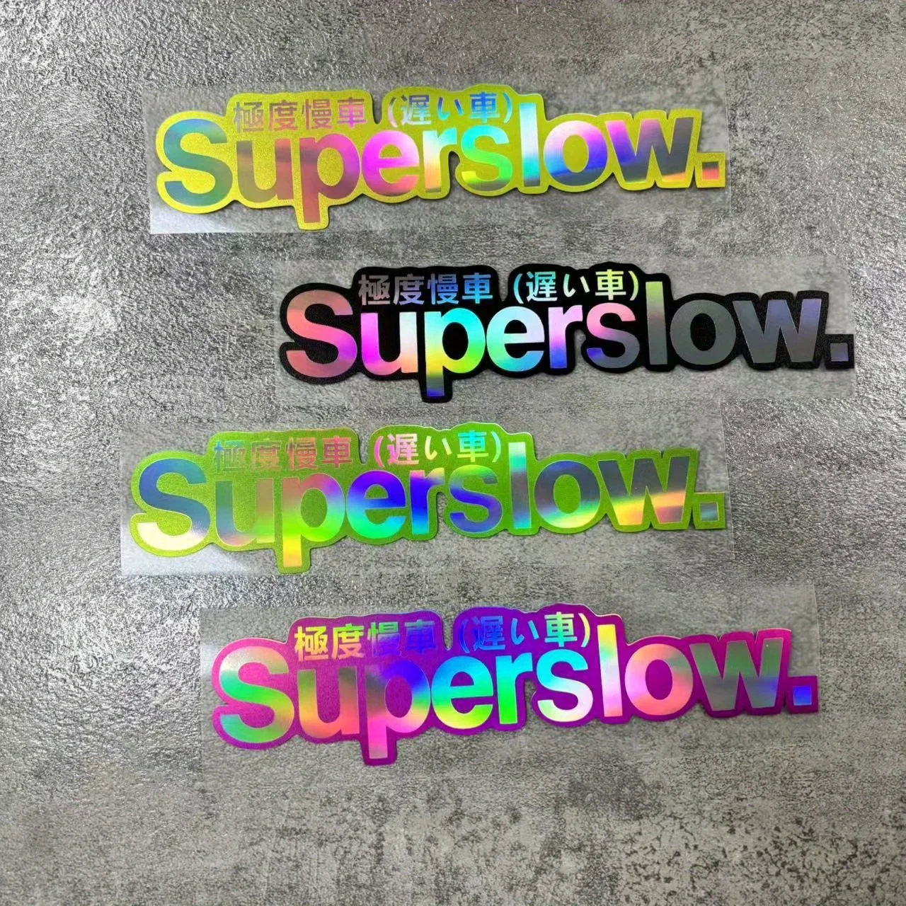 Calcomanía holográfica para motocicleta y coche, pegatina atractiva de japonés-inglés para estilo Exterior de motocicleta, "texto superbrillante", 1 ud.