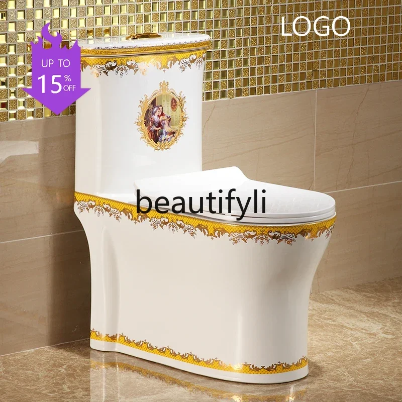 European-style household water pumpcolor gold toilet,super swirl water-saving deodorant toilet personalized color ceramic toilet