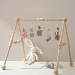 Wooden Frame Activity Gym with Baby Hanging Toys Felt Pendant Toy Baby Fitness Gym