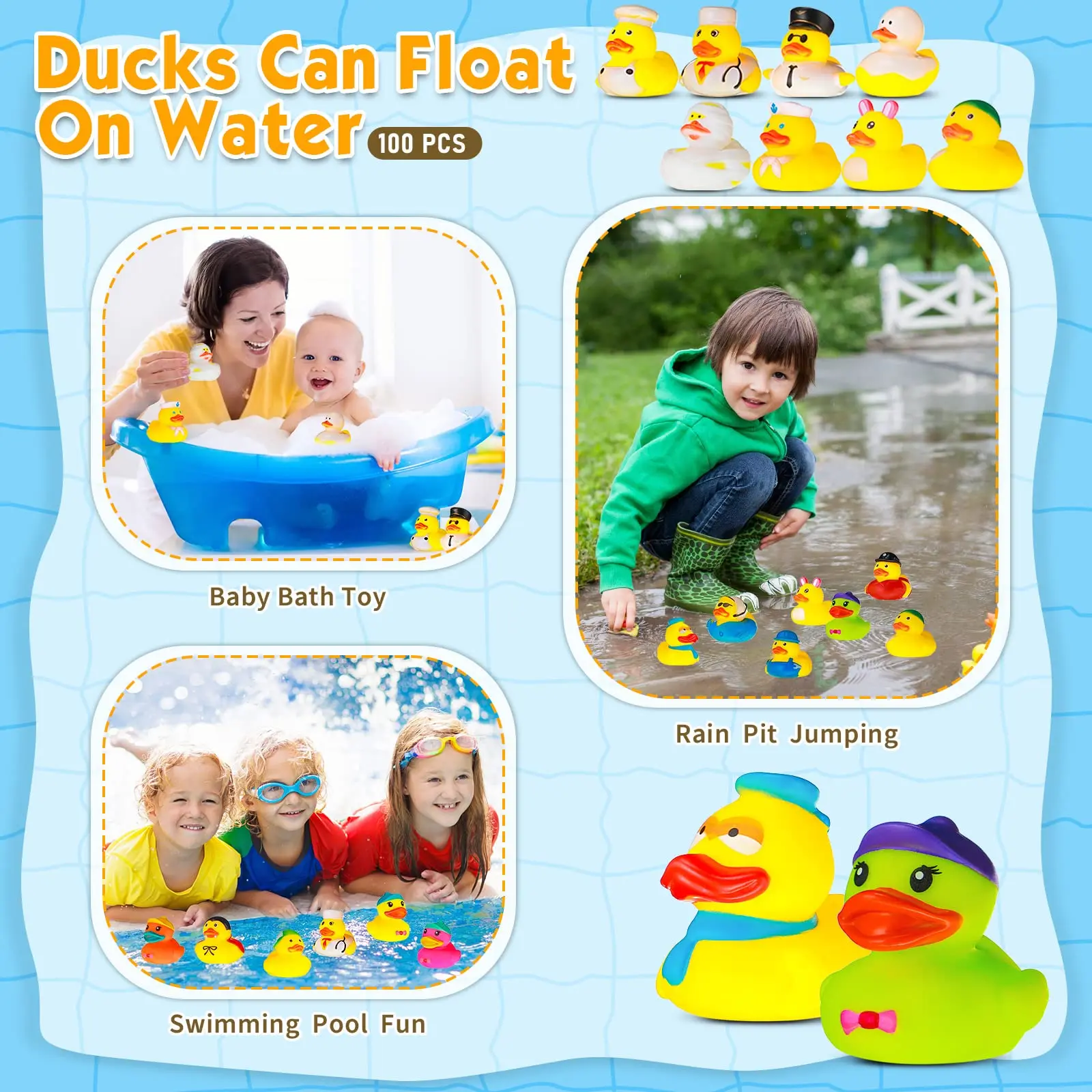 Assortiment de canards en caoutchouc, Mini canard en caoutchouc, canard flottant, jouets de baignoire pour adolescents, filles et garçons, cadeaux d'anniversaire, bain T