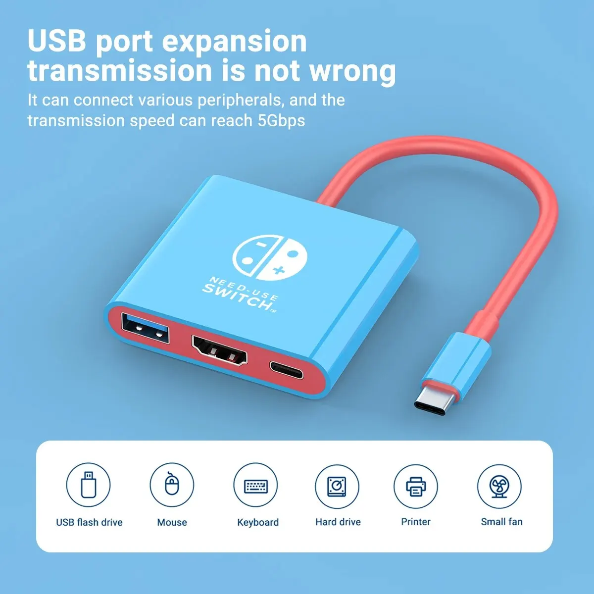 Switch Dock 4K HDMI USB 3.0 Hub Adapter USB C Splitter TV Portable Docking Station for Nintendo Laptops PC iPad MacBook Air Pro