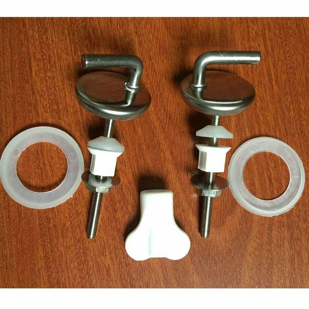 2Pcs Toilet Cover Hinges Toilet Seat Fix Fitting Stainless Steel Back To Wall Replacement Hinges Home Bathroom Toilet Seats
