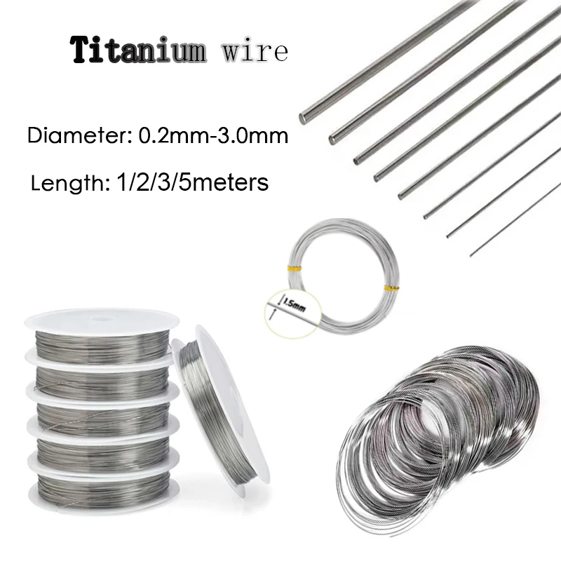 Titanium Wire DIY Material Diameter 0.2mm-3mm Length 1meter/2meter/3meter/5meter Pure Titanium Wire Hanging Tool