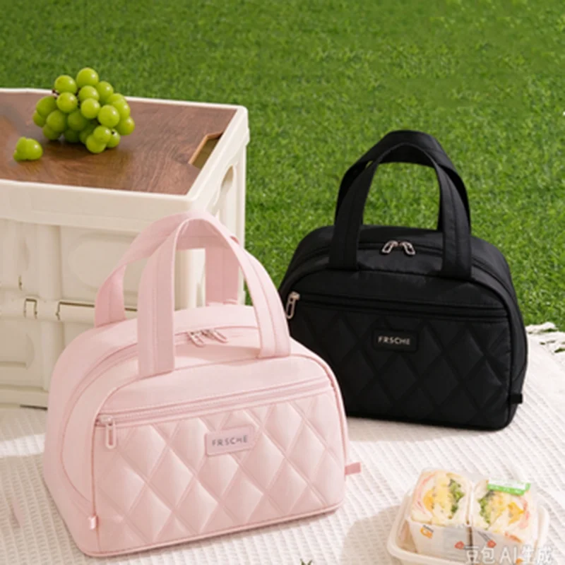 Portable Insulated Lunch Bag HandbagStudent Office Bento Box Tote for Picnic Outdoor Food Storage