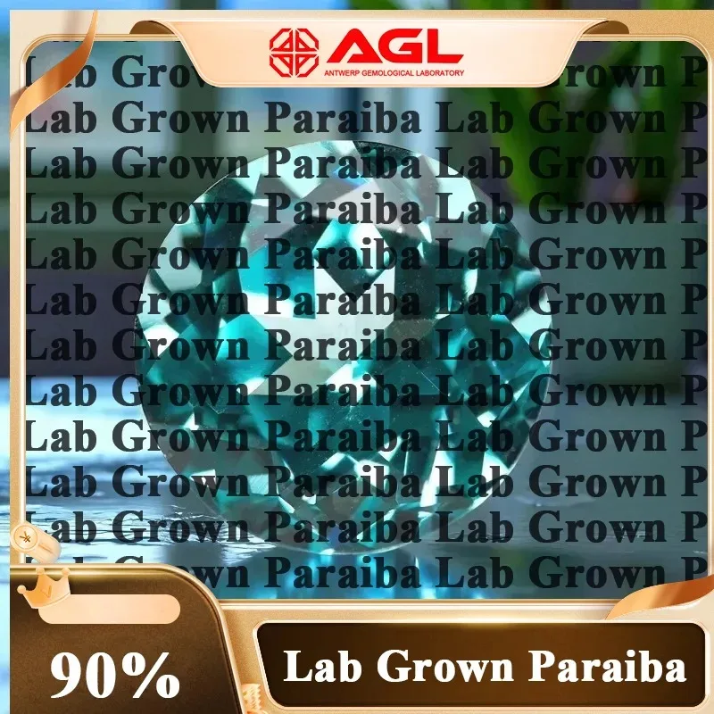 

P P H-Lab Paraiba 100 Faceted Cut Round Shape Lab Grown Gemstone for Diy Jewelry Making Materials Selectable AGL Certificate