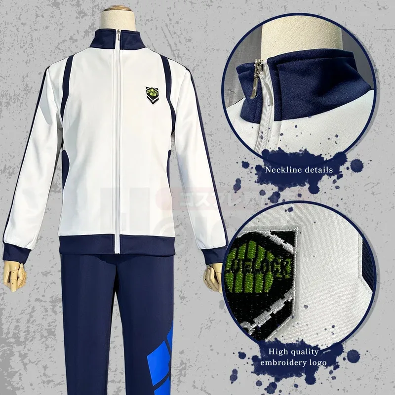 HOLOUN Blue Lock Anime Reo Nagi Bachira Isagi Chigir disfraz de Cosplay con bolsillo con cremallera completa ropa deportiva chándal bordado Sudadera con capucha