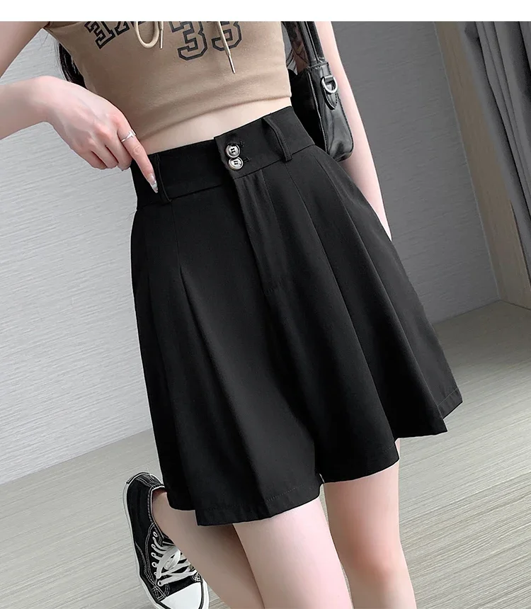 zjaiss Bauchkontrollierende, lockere, weit geschnittene Freizeit-Shorts für Damen, Sommer 2026, Neu, Hohe Taille, A-Linie, Anzug-Shorts – Detail 21