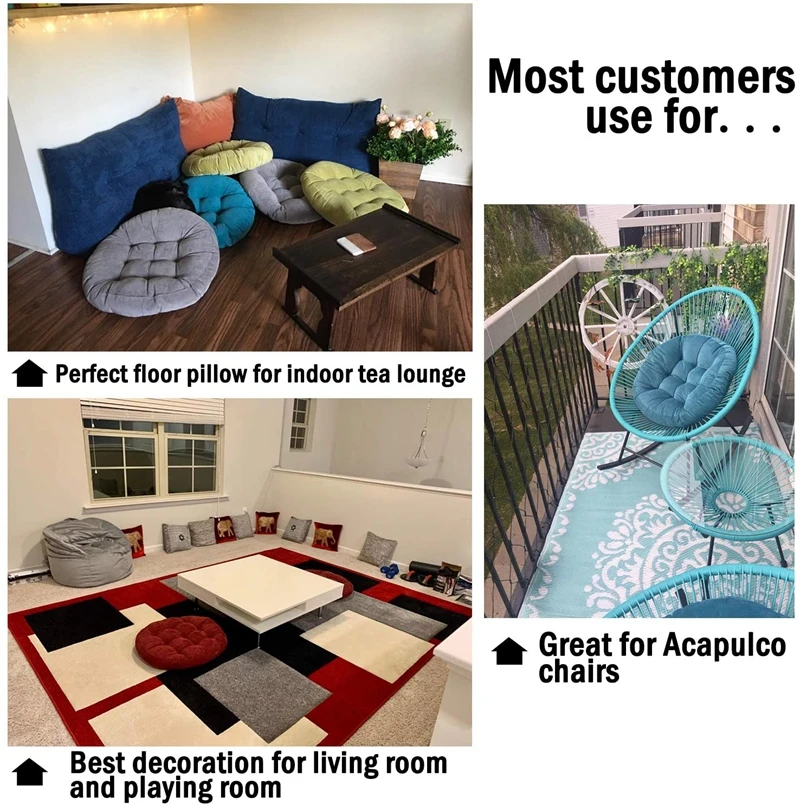 Inyahome Runde Kissen, Meditation, großes Bodenkissen für Kinder und Erwachsene, Kissen für Bodensitze, Yoga, Wohnzimmer, Büro – Detail 13