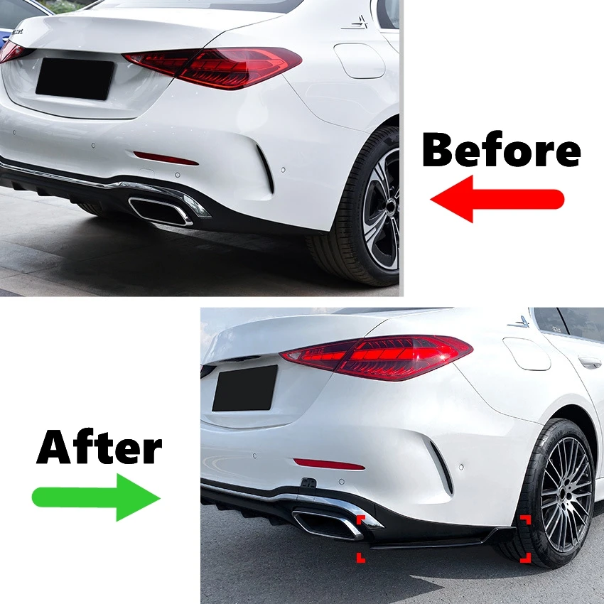 Rear Bumper Lip DiffuserSide Splitter Spoiler Body Kit For Mercedes-Benz C-Class W206 C200 C260 C300 AMG 2022+