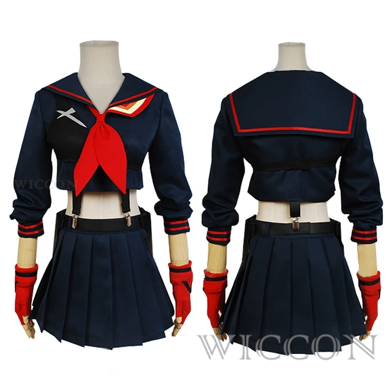 KILL La KILL Cosplay Matoi Ryuuko Cosplay kostiumy japońskie Anime imprezowe kostium na Halloween dla kobiet dziewczęce topy spódnica garnitury peruka