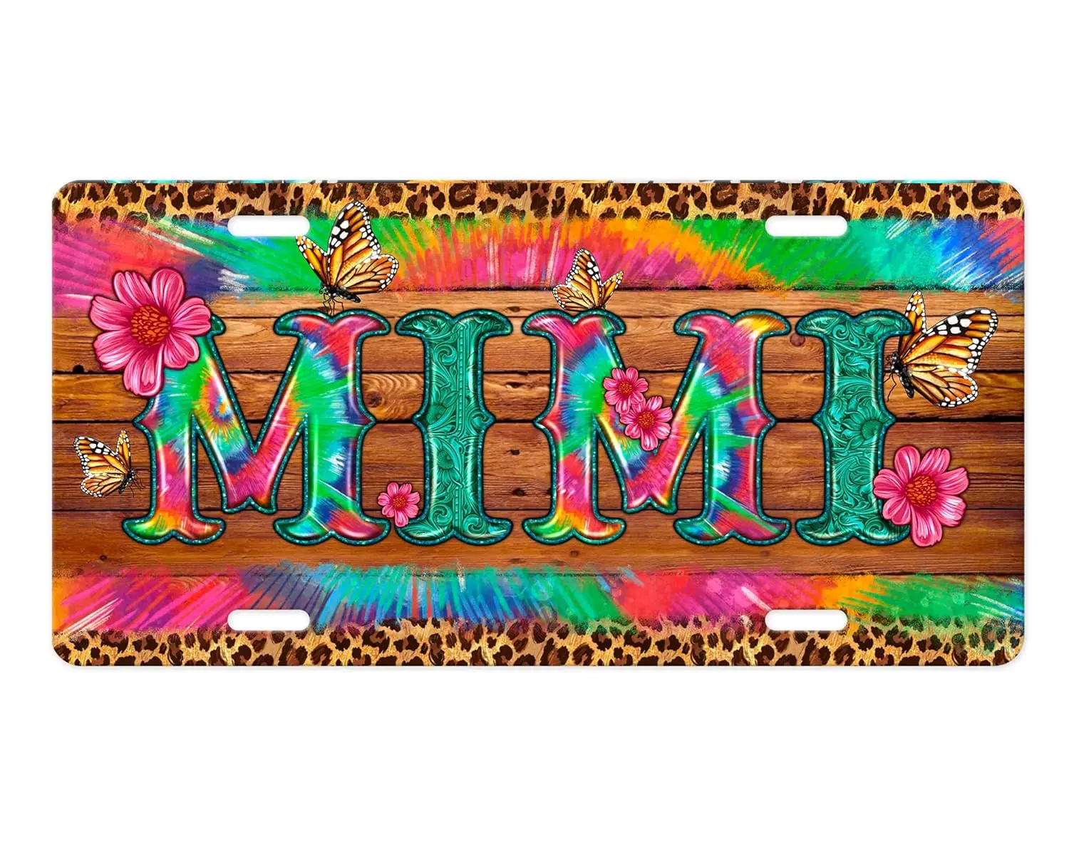 Tie Dye Mimi Metal Front License Plate