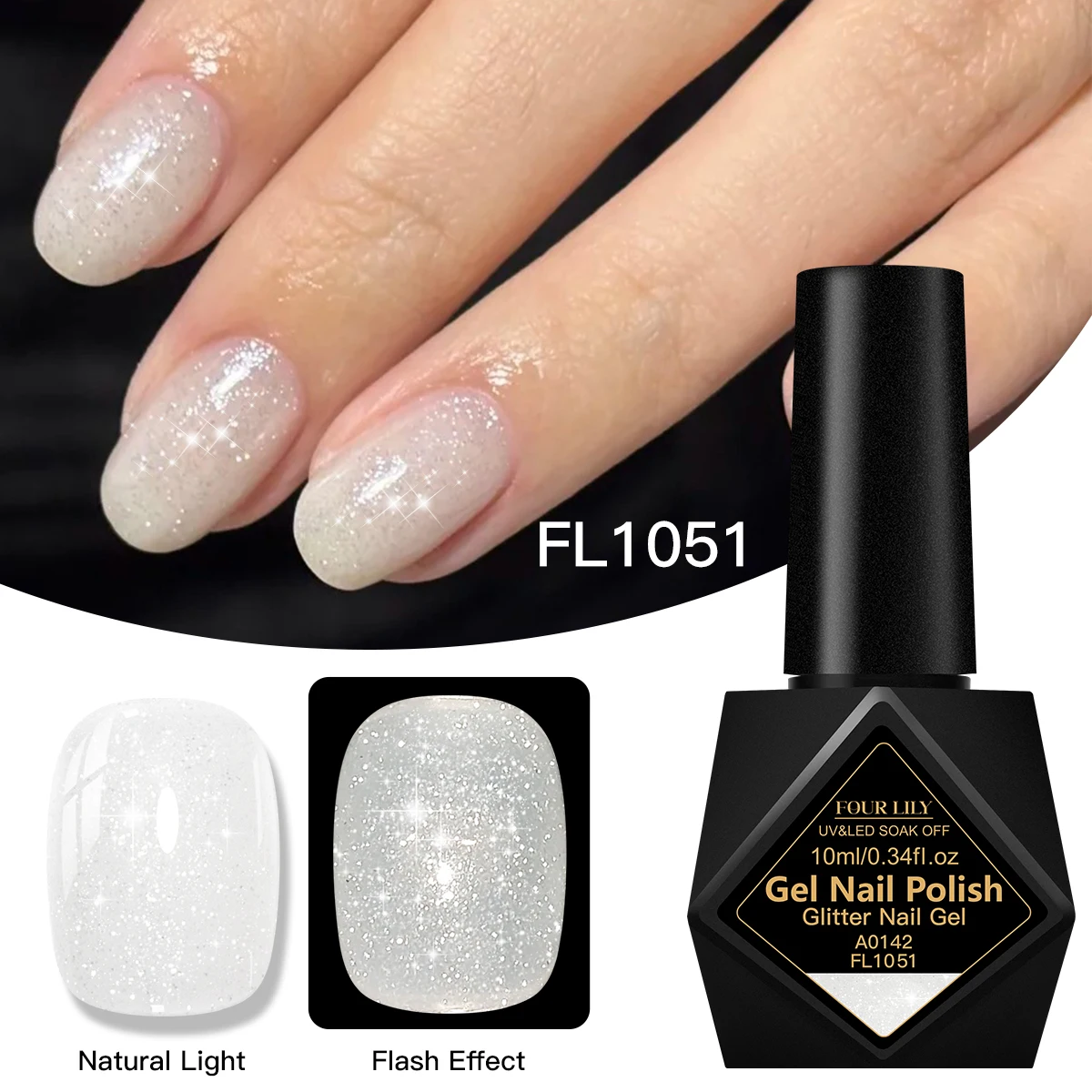 10ml Milky White Reflective Glitter Gel Nail Polish Dark Flashy Semi Permanent Soak Off UV Gel Varnish Manicure Nail Supplies