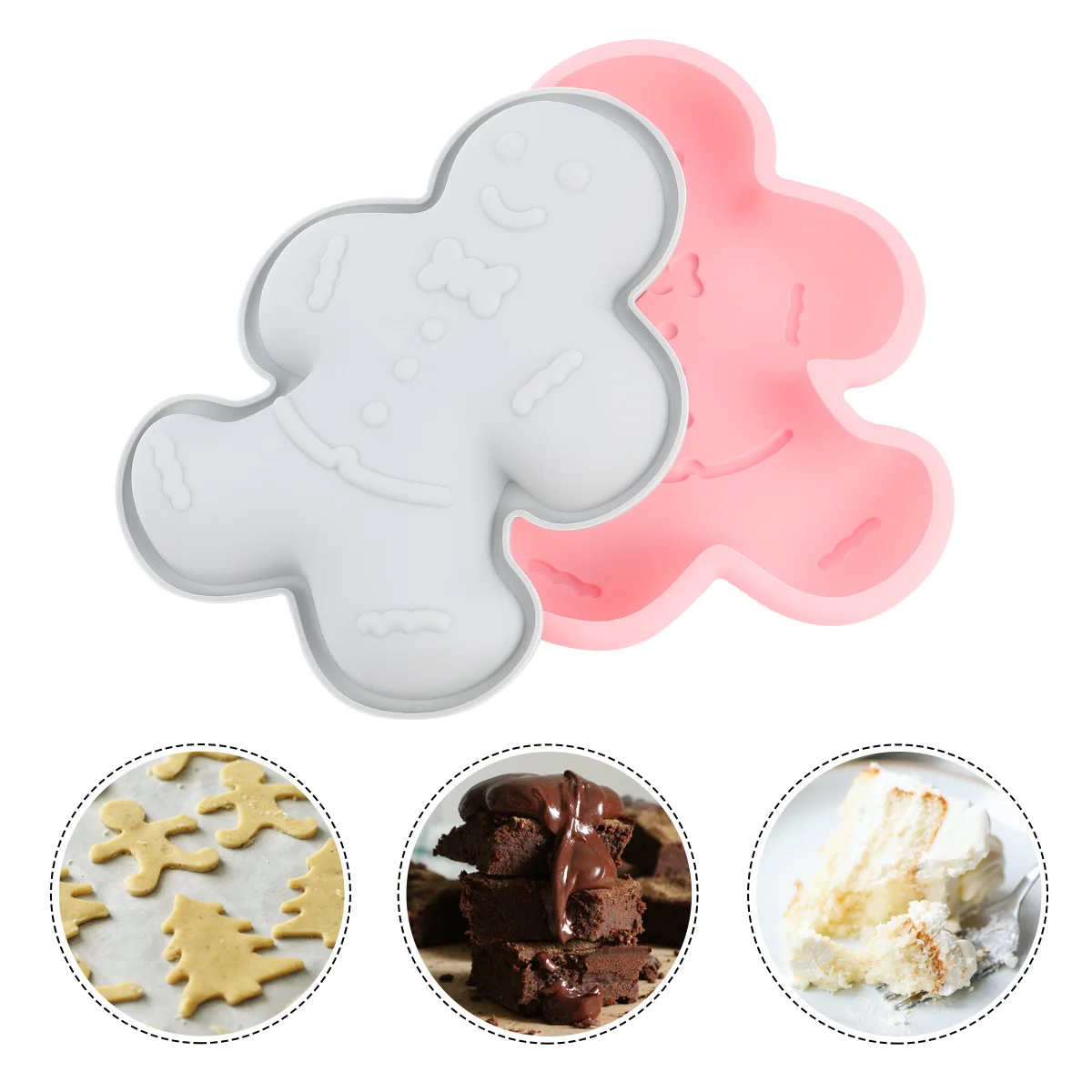 

2 шт. DIY силиконовые формы для пряничного человечка с антипригарным покрытием Easydemold для тортов, печенья, шоколада, выпечки, силиконовая форма