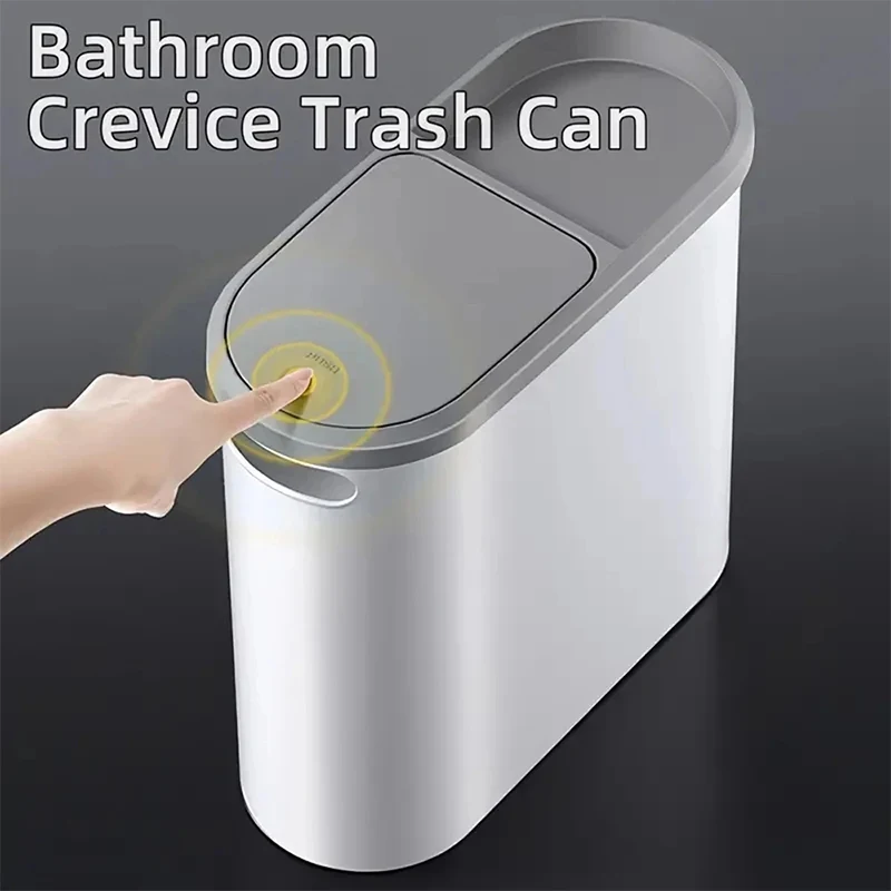 Kitchen Trash Bin Household Creative Gap Waste Can Paper Basket for Bathroom Toilet Bedroom Living Room Press Type Trash Can