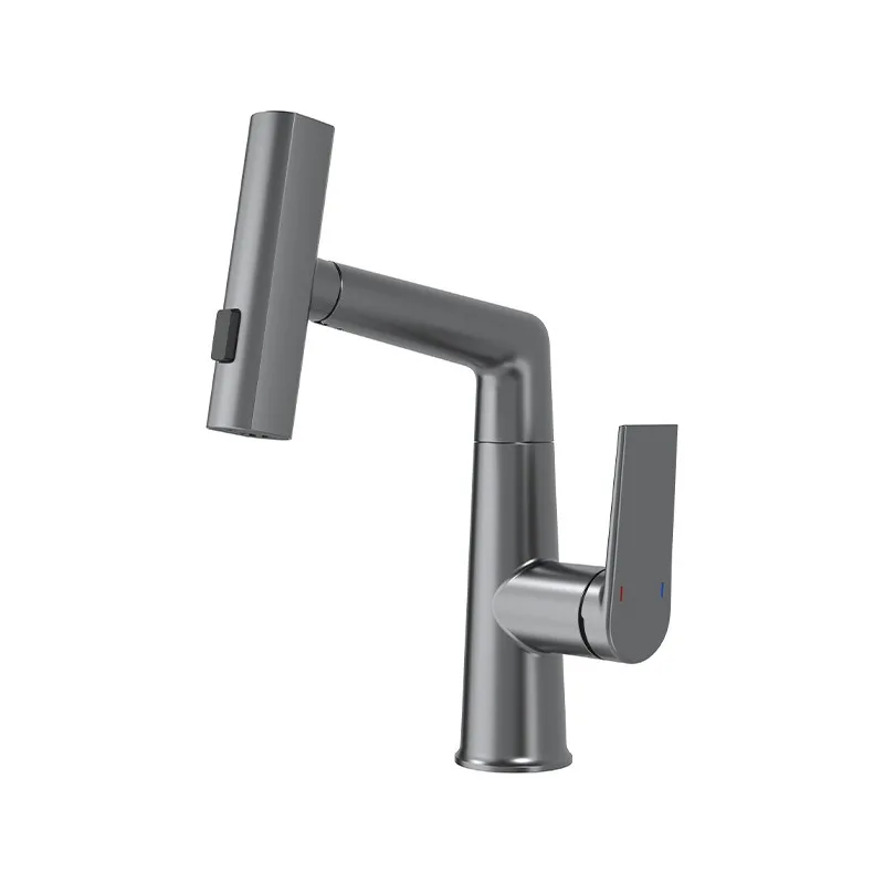 Bathroom Hot and Cold Pull-out Faucet with Lifting, Rotating, Rain Proof, Splash Proof, Three in One Basin Faucet
