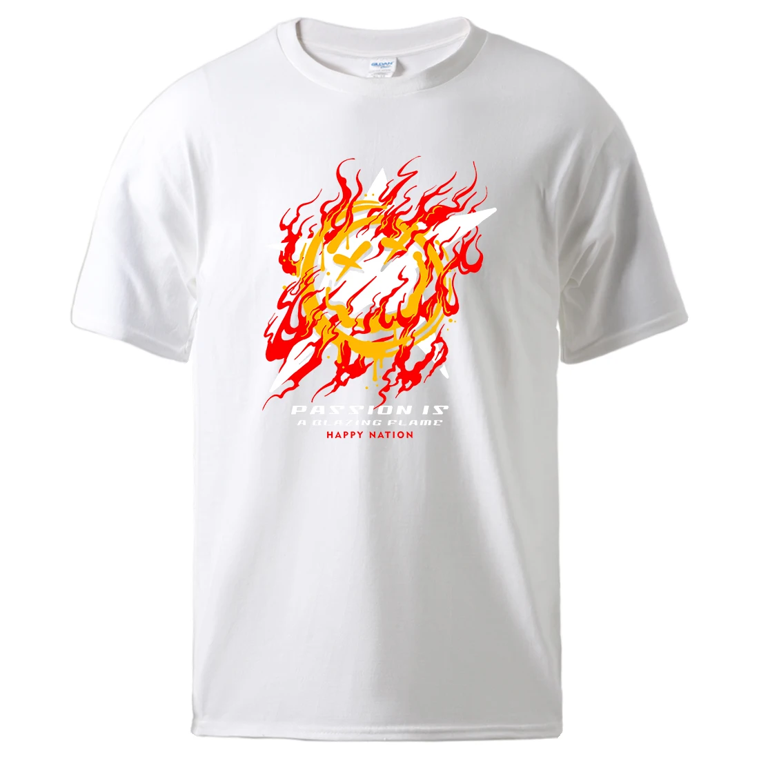 Star With A Flame Smirk Printing Tshirts Man Soft Comfortable Tee Shirts Skin Friendly Cotton Clothing Basic All Match T-Shirts