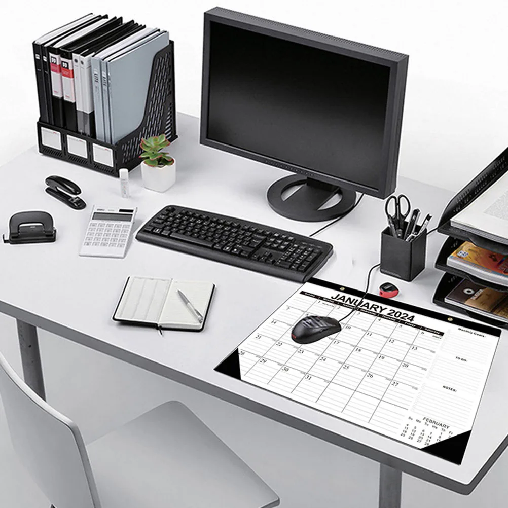 

Настенный календарь на 2024 год, черный классический график, памятка, космическая разрывная страница, дизайн, практичная бумага для офиса, домашнего использования