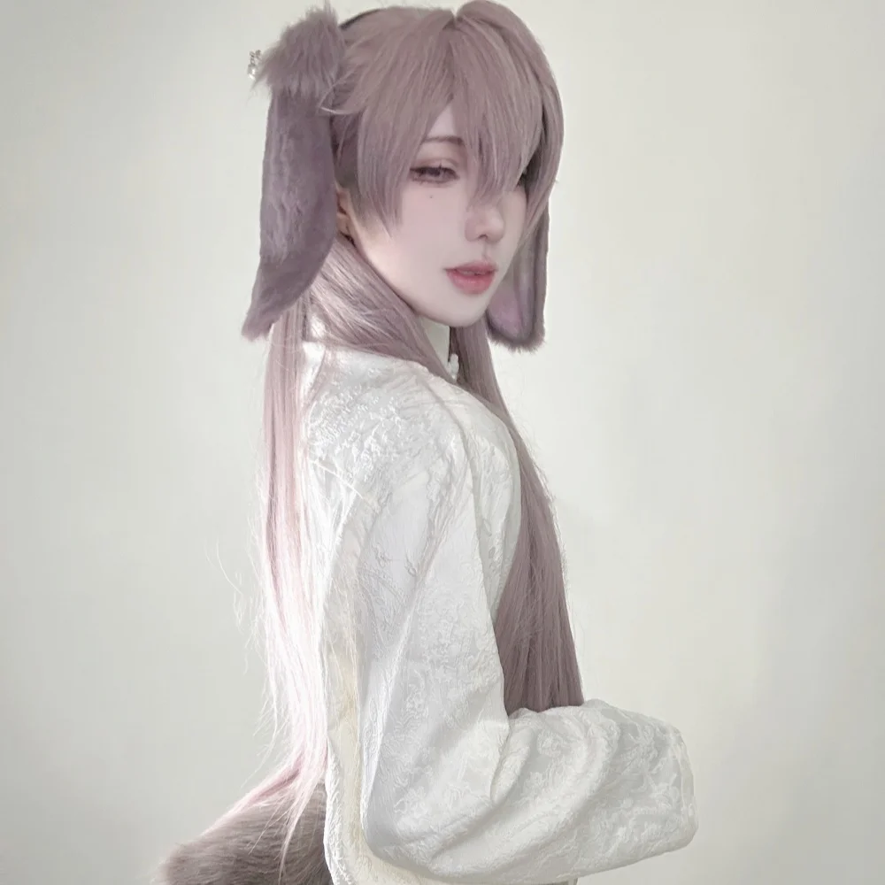 MMGG Ashes Of The Kingdom Yankee  White Drooping Ear Rabbit Brown Cos Pure Handmade Animal Ear  Kc Hair Band  Cute view 2