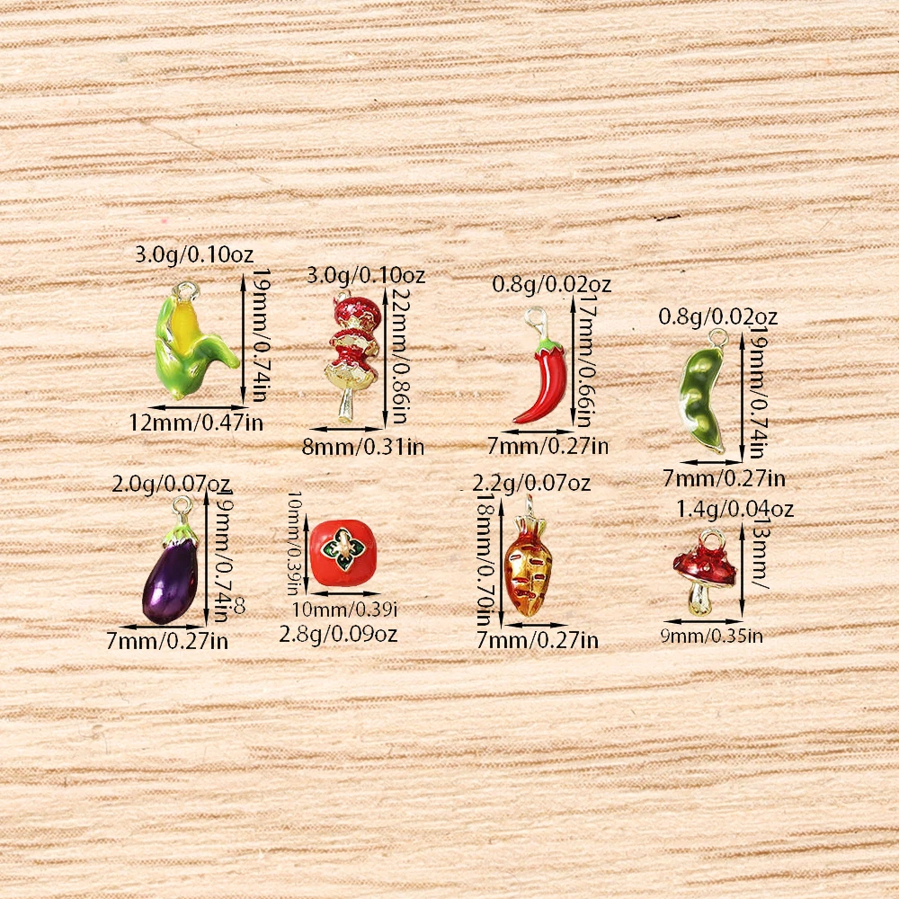 Tusember 5 Stück Emaille-Gemüse-Anhänger Pilz Karotte Aubergine Mais Paprika Charms Perlen Passend für Original-Armband DIY Schmuck – Detail 8