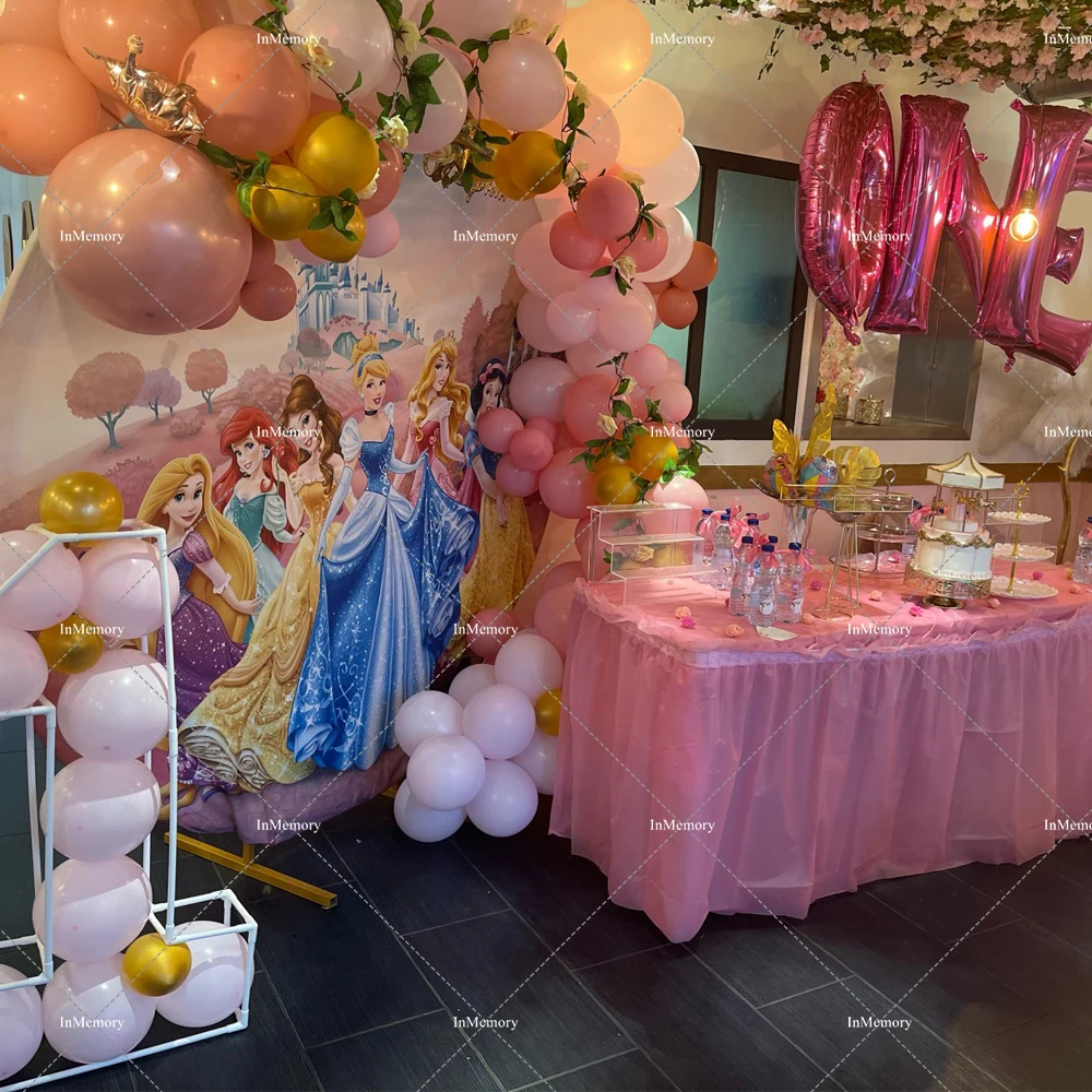 Castle Princess Round Background Elastic Circle Backdrop Girl Baby Shower Birthday Party Decor Dessert Candy Table Banner Covers