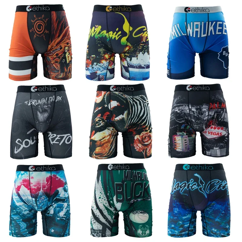 Men Underwear Boxers Fashion Printed  Male Panties Lingerie Men Underpants Boxershorts Trunks Plus Size Breathable Men\'s Boxers