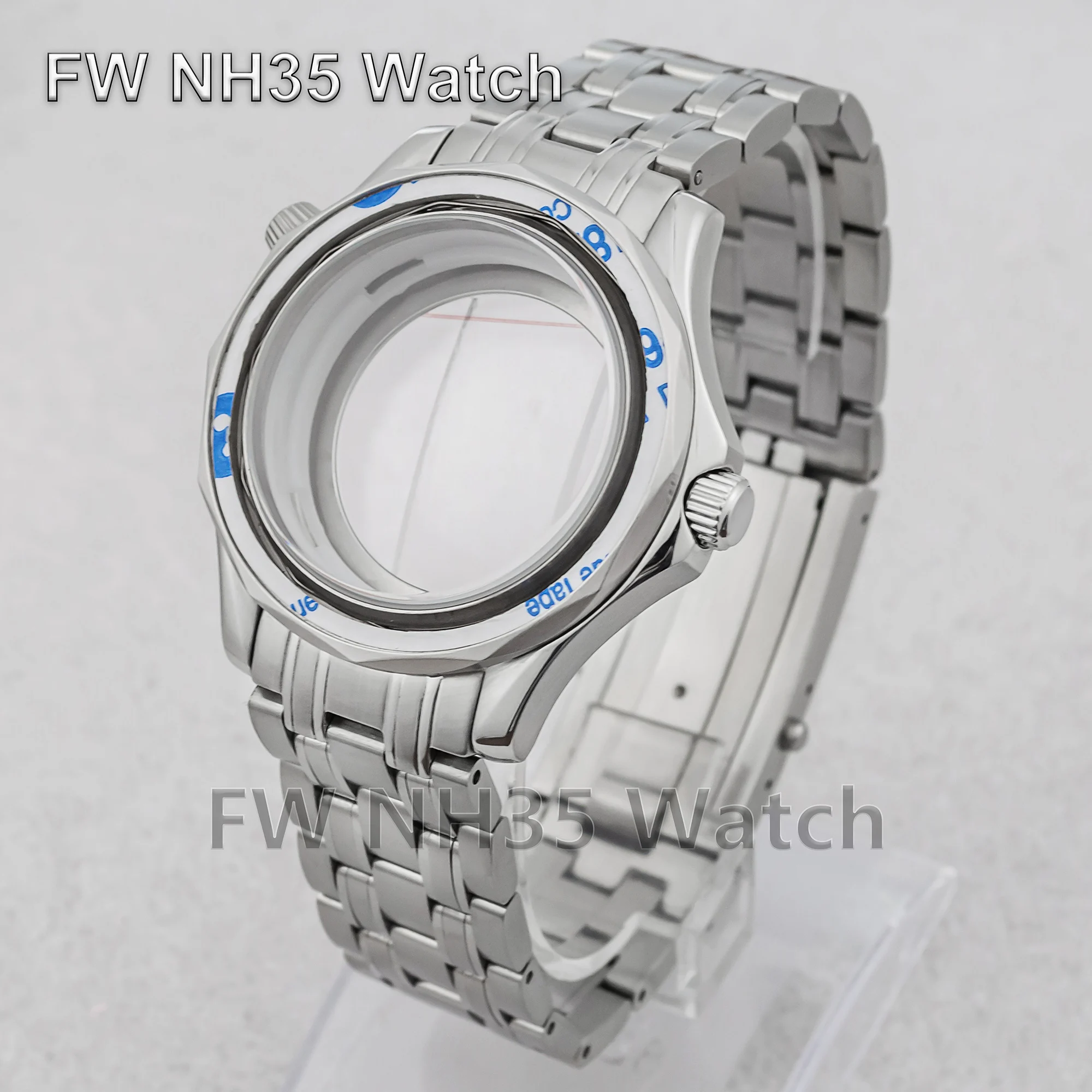 NH35 Case Strap 316L Stainless Steel 10ATM Waterproof Watch Case for Mod Seamaster 300 Watch Accessories Fit NH35/NH36 Movement