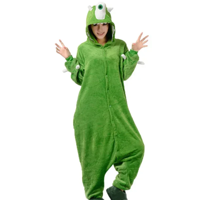 Sully Mike Onesies Dla Dziecka Do Dorosłych Zestawy Rodzinne Flanelowa Ciepła Piżama Zwierzęcy Potwór Kigurumis Strój Halloween Kobiety Mężczyźni Chłopiec Dziewczyna