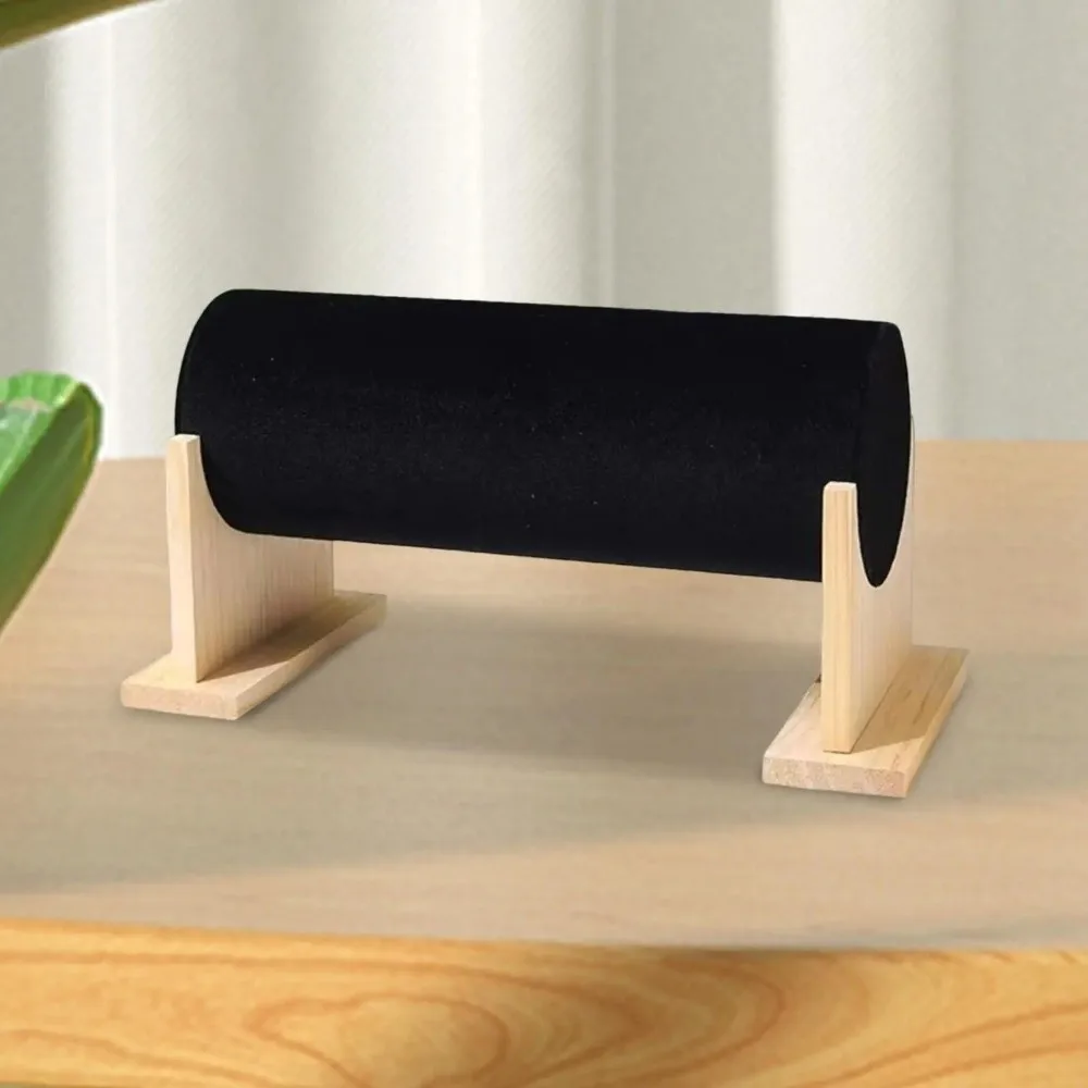 Tempat Penyimpanan Perhiasan Kayu Asli Desain Dapat Dilepas Tempat Pajangan Ikat Rambut Multi-Fungsi Permukaan Beludru Hemat Ruang