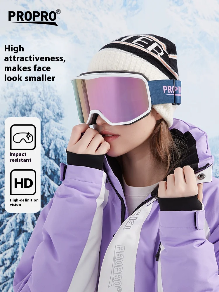 PROPRO Magnetic Professional Ski Goggles with Case 100% Anti-fog UV400  Lens Protection Men and Women Snow Protection Glasses