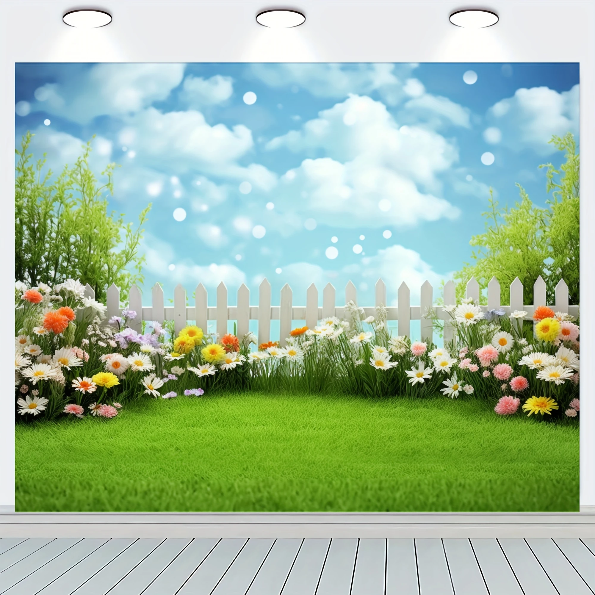 1 Stück, Foto-Requisiten mit Frühlingsblumen-Hintergrund, Banner-Dekoration, Raumdekoration, Party-Hintergrunddekoration, Party-Dekoration